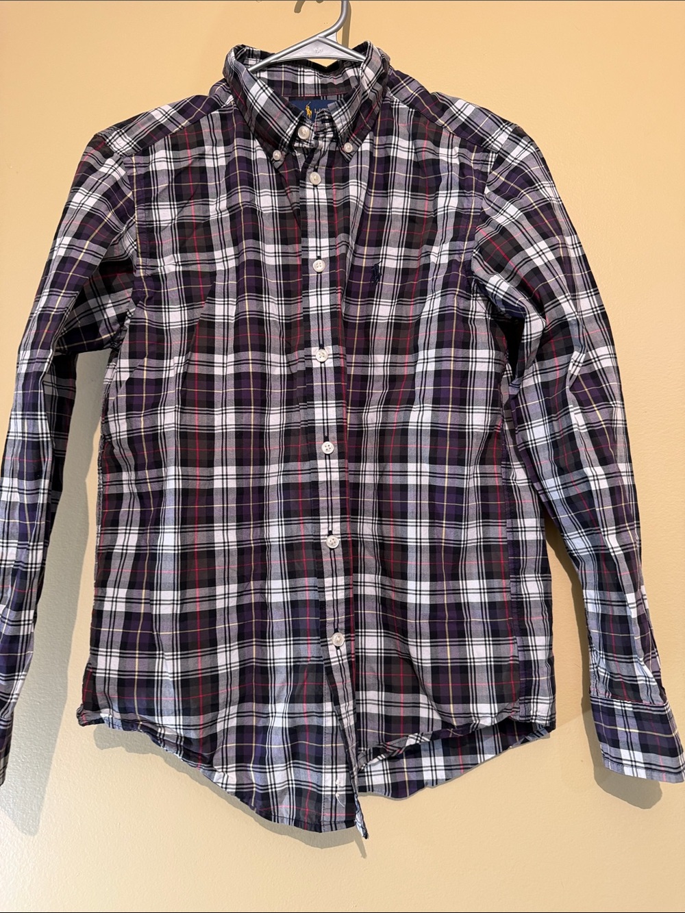 Ralph Lauren Purple and White Plaid Button-Down Shirt